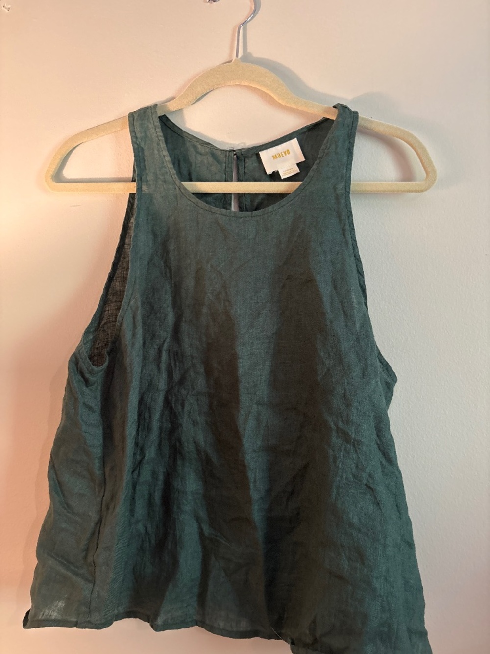 Maeve green sleeveless linen swing tank large